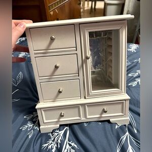 White Jewelry box w/ Floral Glass Door